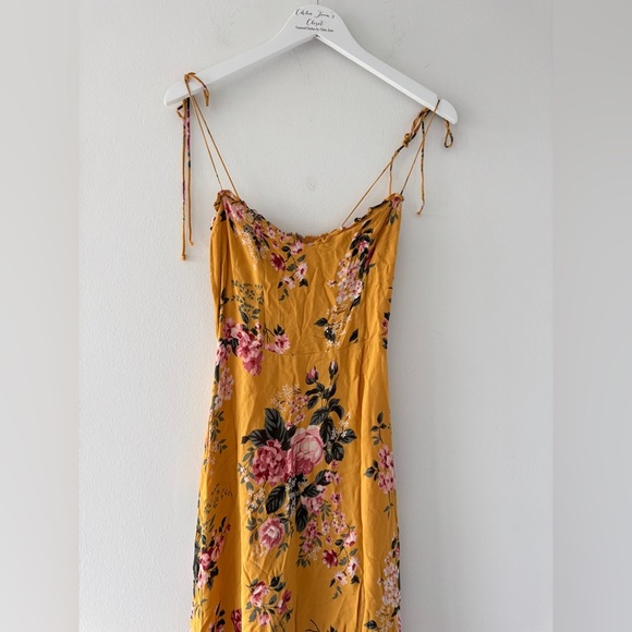 REFORMATION Enya Yellow Floral Midi Dress 4 - Picture 3 of 7